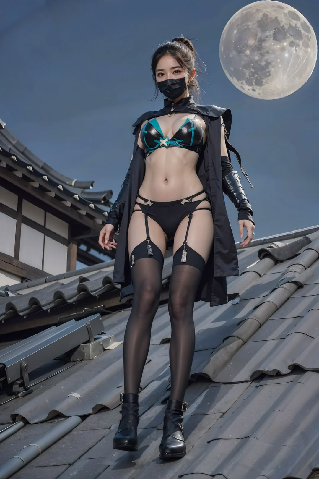 【Ai艺术】月光下的女忍者