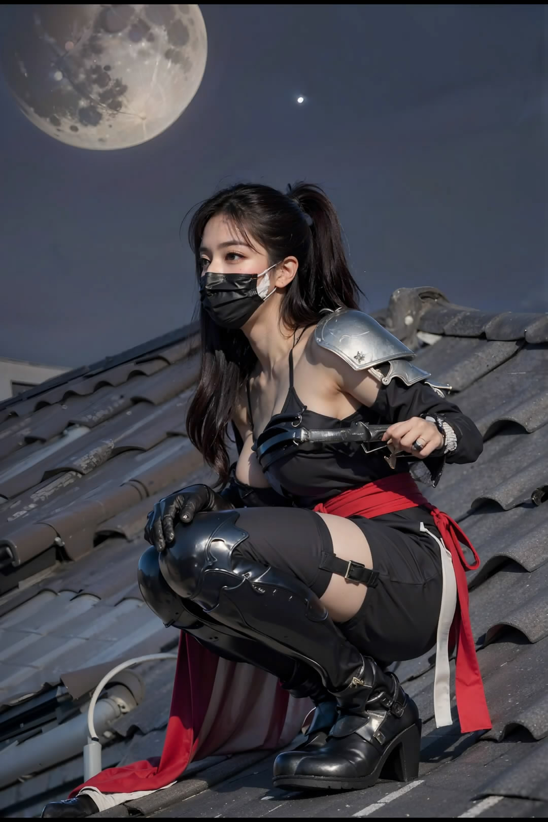 【Ai艺术】月光下的女忍者